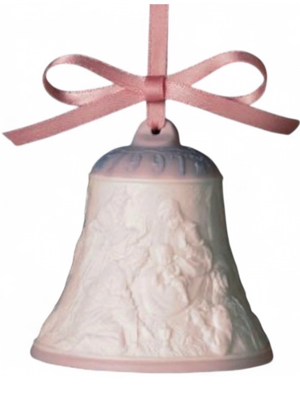 Lladro 1997 Vintage Christmas Bell Pink Ribbon Holiday Ornament Decor
